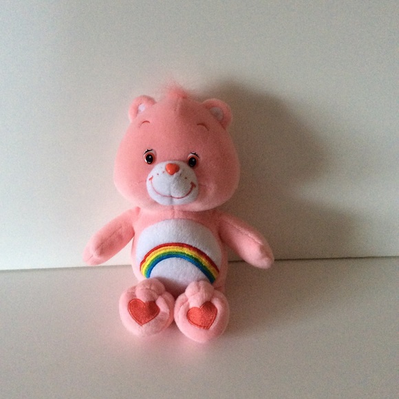 pink care bear with rainbow